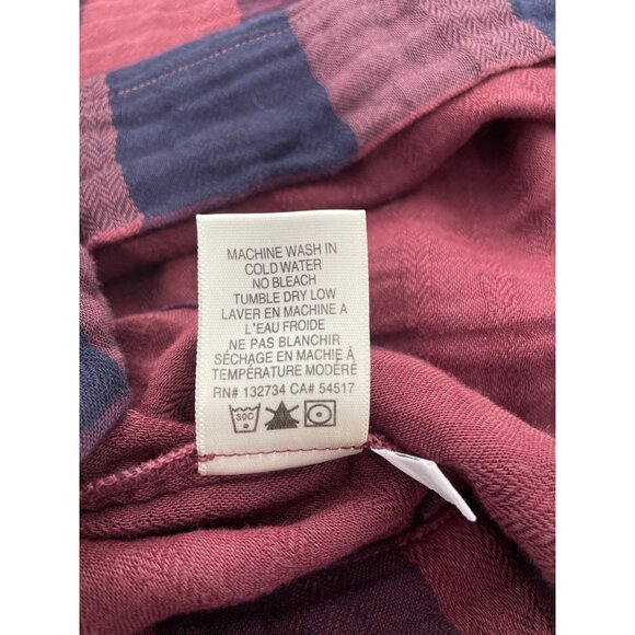 Cloth & Stone Plaid Bell Sleeve Crop Top Size M Maroon Blue Preppy Academia Chic - Picture 10 of 10